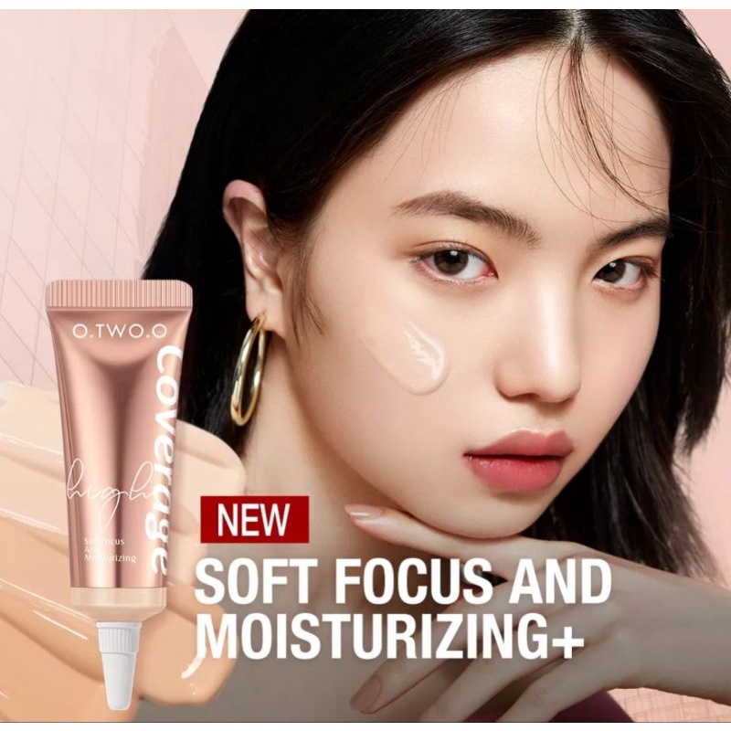 O.TWO.O Concealer Tahan Air Ringan, Penutup Lingkaran Hitam Penuh, Bekas Jerawat dan Noda, Foundation Cair Tahan Lama Kontrol Minyak-10ml