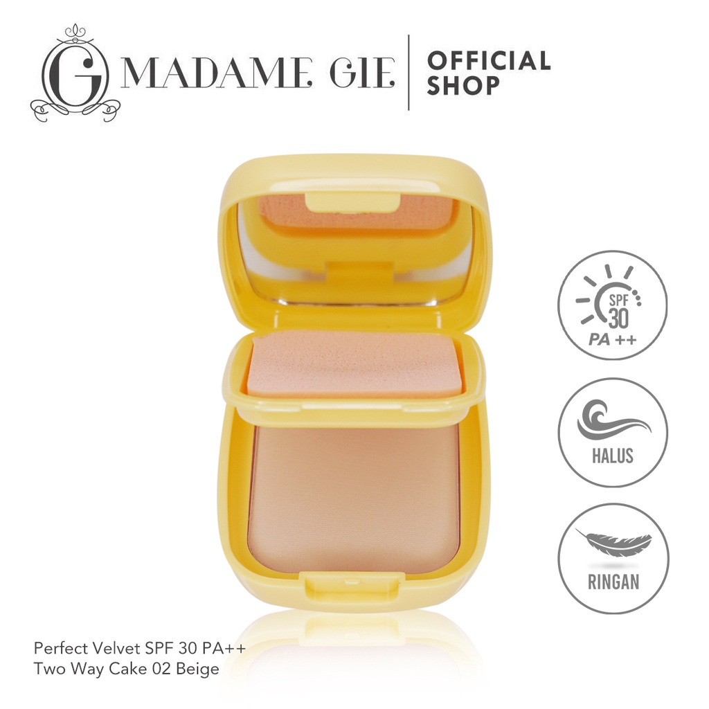 [READY STOCK] Madame Gie Perfect Velvet SPF 30PA++ Two Way Cake - MakeUp Bedak Padat-02 Beige