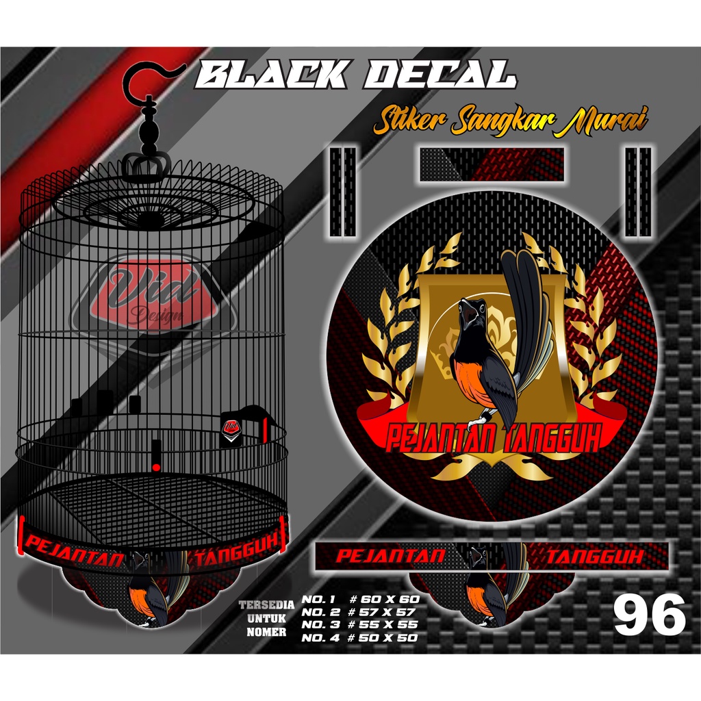 Decal Stiker Sangkar Murai Tebok Kandang Bulat Motif Pejantan Tangguh No 1 2 3 4
