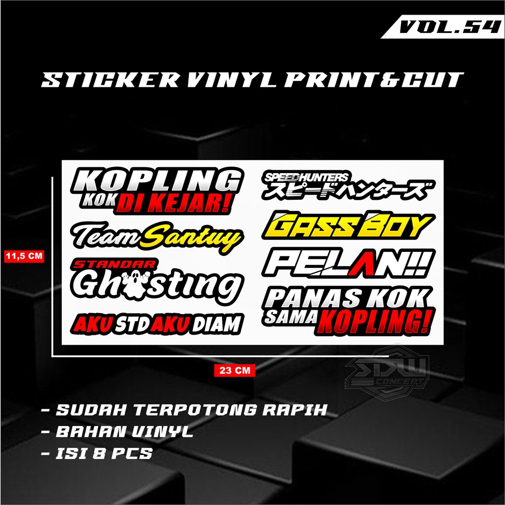 Stiker Racing Vinyl Pack Print &amp; Cut Stiker Motor Stiker Kata Kata 54/55/5660