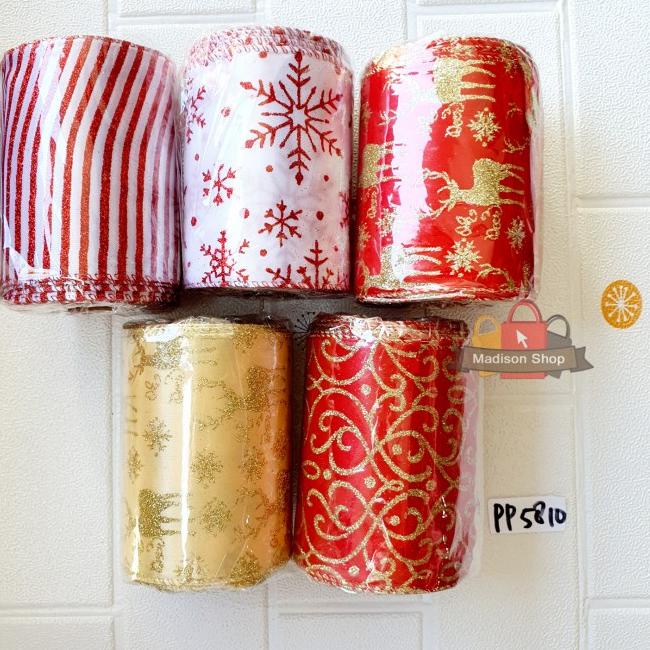 

Pita Natal Rol Besar 10m Hiasan Parcel Dekorasi Pohon Natal Pita Kain