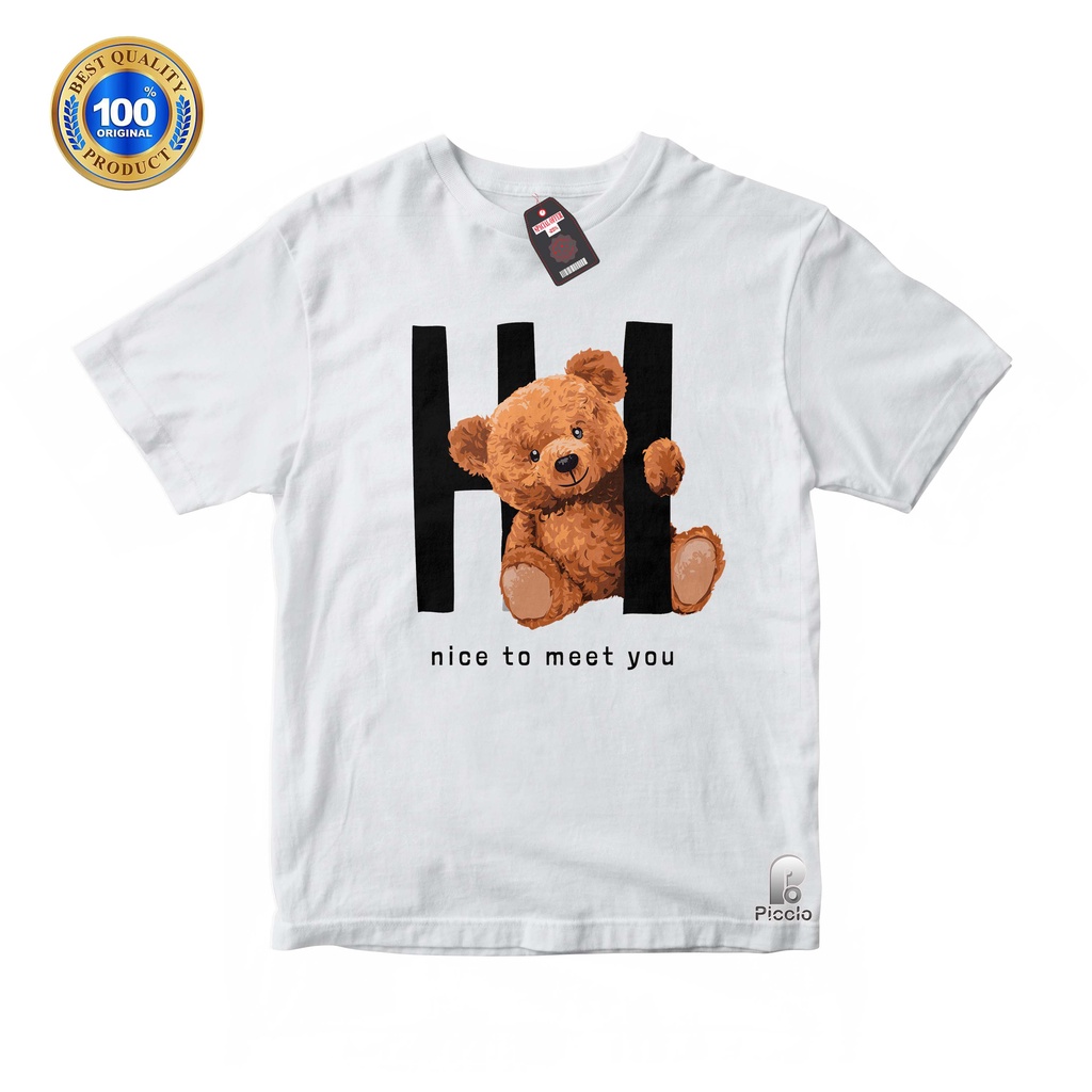 BAJU KAOS ANAK MOTIF BEAR/BERUANG NICE TO MEET YOU 2-10 Tahun UNISEX