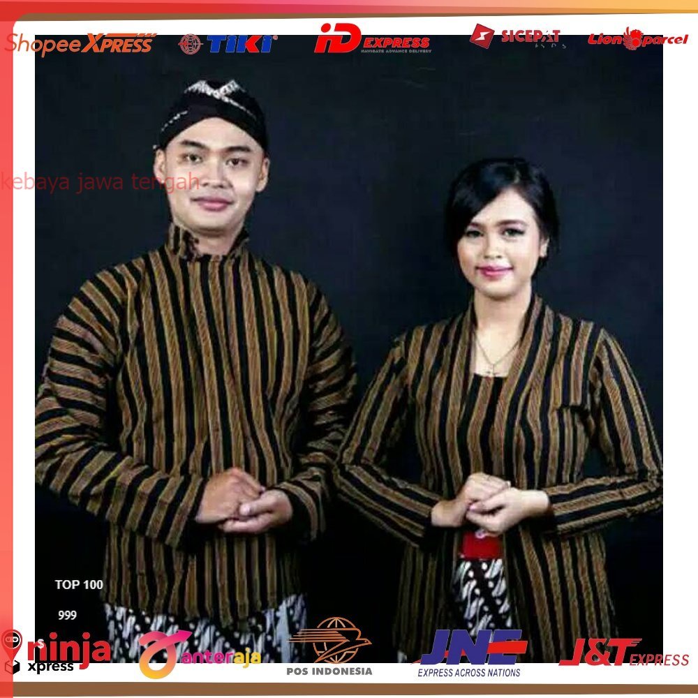 ⩥⩥ BISA COD Baju Surjan Lurik Kebaya Blangkon Baju Adat Jawa Khas Jogja Solo Baju Coupel Lurik coupl