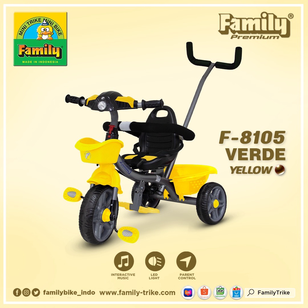 ADY78 KARGO - Sepeda tricycle anak roda tiga FAMILY VERDE F-8105 & VAMOS F-8103 / VIGO F-8106 /