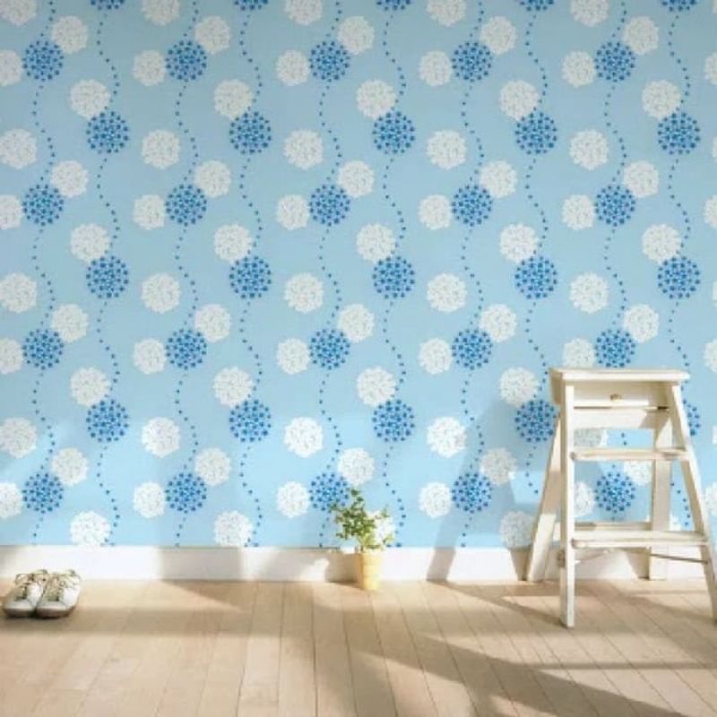 Wallpaper Dinding Wallpaper Sticker Motif Bunga Dandelion Biru