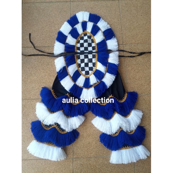celana/sual barongan ukuran anak kls 3-4SD warna biru putih