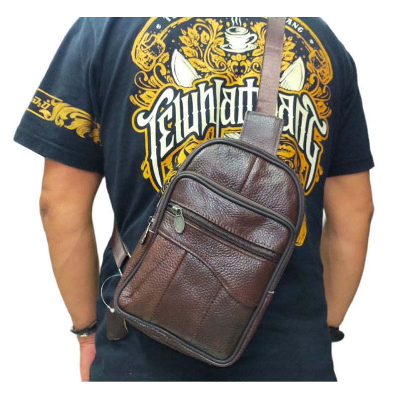 Tas selempang pria kulit impor Tas slingbag kulit pria impor