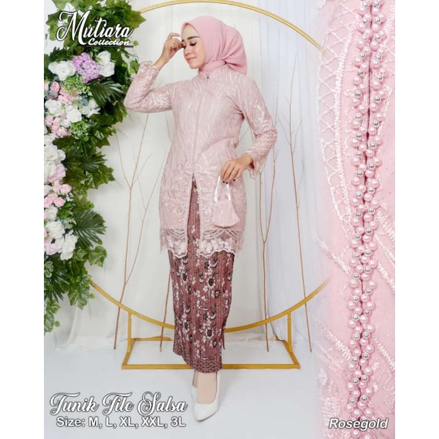 Setelan kebaya tulle bordir//kebaya Tunik busui//kebaya tulle//kebaya pesta modern