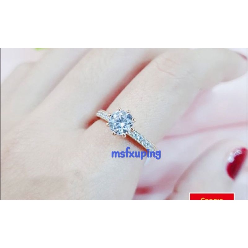 Cincin Xuping Gold Fashion Wanita Motif Ukiran Ring Full Permata Mata Satu Perhiasan Wanita