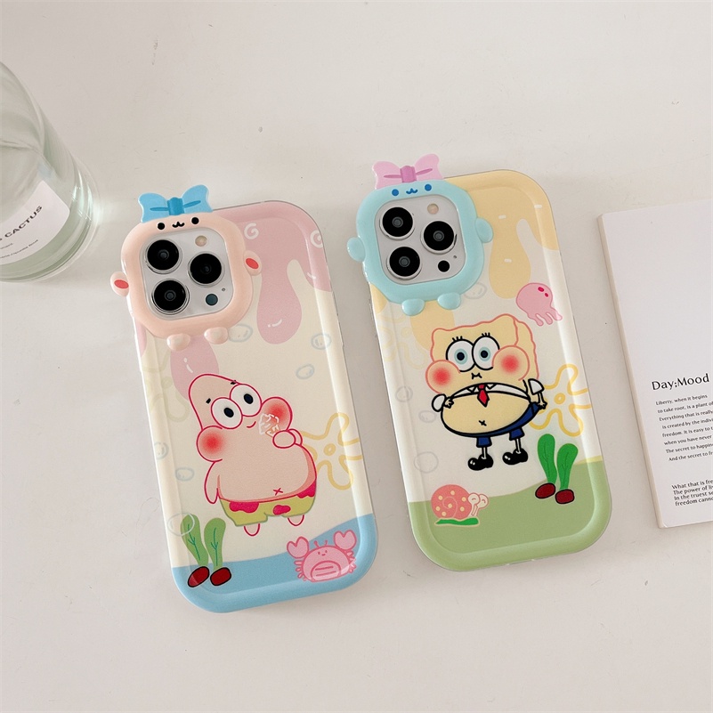 Soft Case Silikon Motif SpongeBob Untuk iPhone 14 13 12 11 Pro Max X Xr Xs Max 7 8 6 6s Plus SE 2020