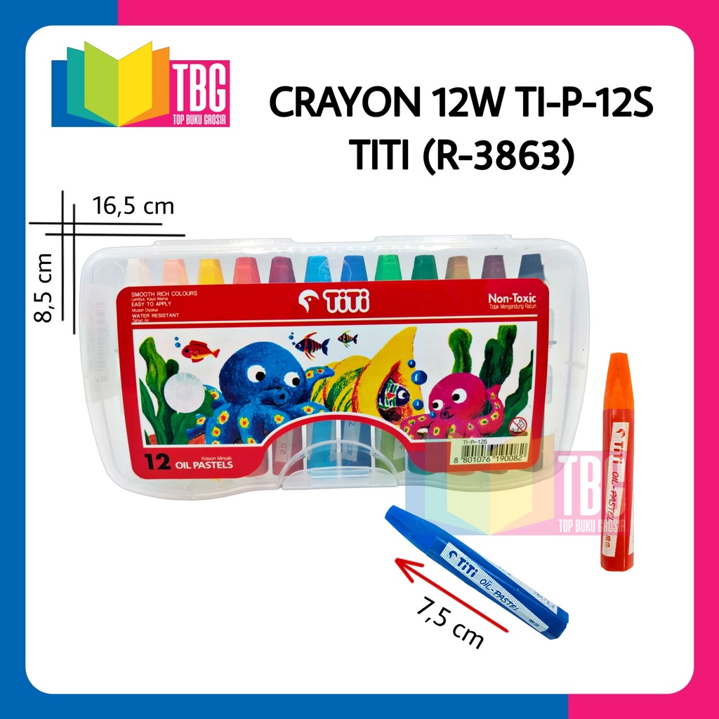 

1 SET CRAYON 12W TI-P-12S TITI (R-3863) - KRAYON OIL PASTEL 12 WARNA