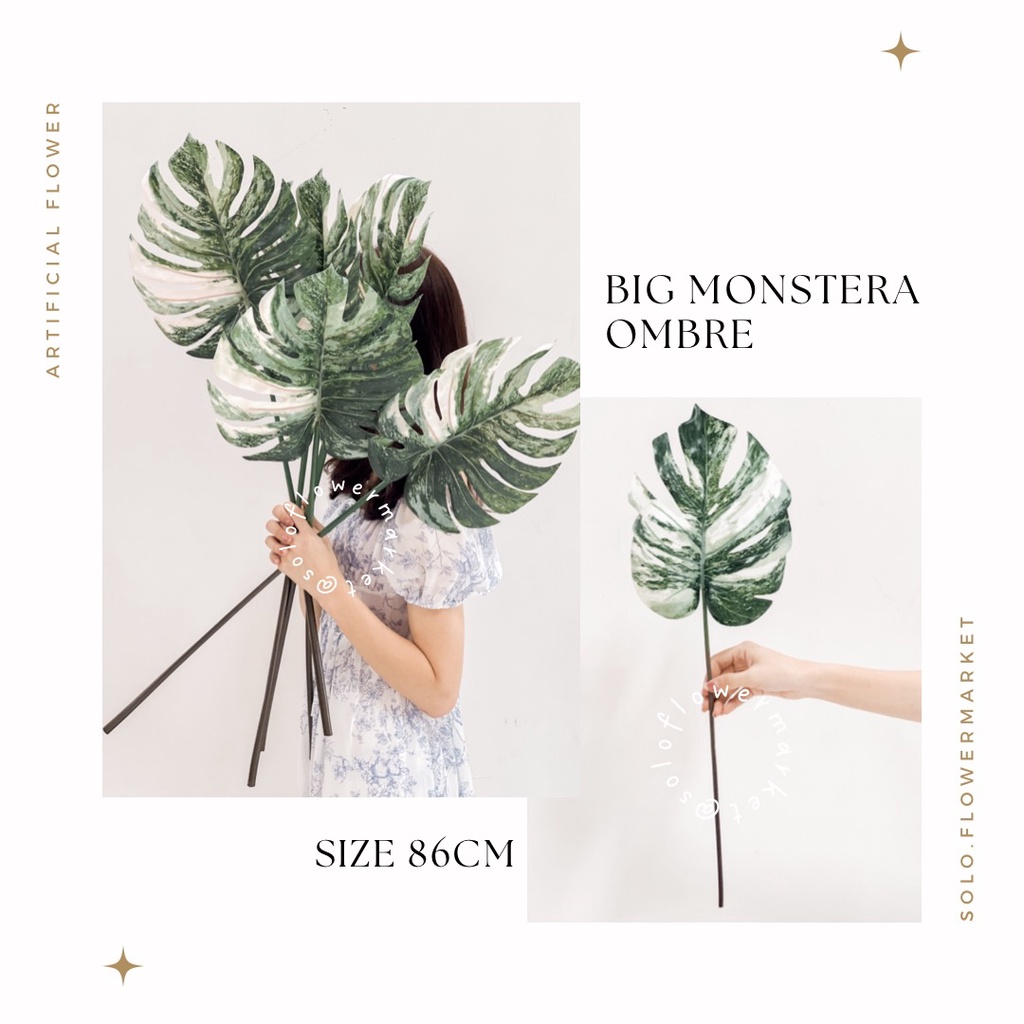 86cm & 60cm BIG MONSTERA OMBRE LATEX Artificial Daun Hias Palsu Ekor Naga Plastik Tanaman Hias Dekor