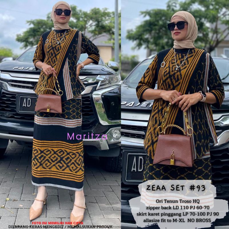 SETELAN BATIK TENUN ETNIK WANITA(TOP BLOUSE  & ROK)/SETELAN TENUN TROSO/ALL SIZE FIT M-XL LD 110/ORI