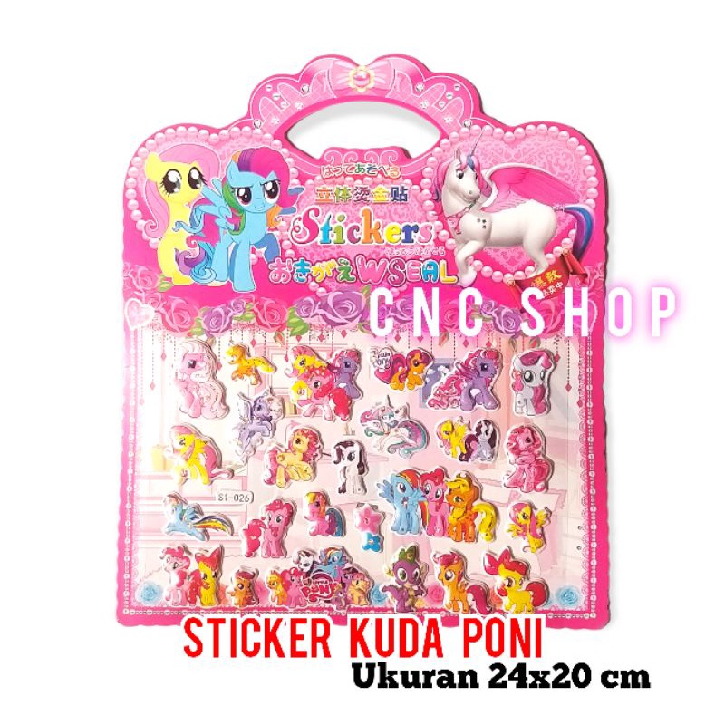 Stiker Timbul Hologram 24x20cm Karakter Anak Kuda Poni Mobil Mobilan Pesawat Sticker Tempelan Murah