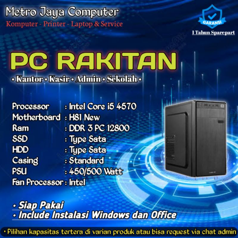 Komputer Rakitan / PC Rakitan Kasir / Admin Core i5 4570