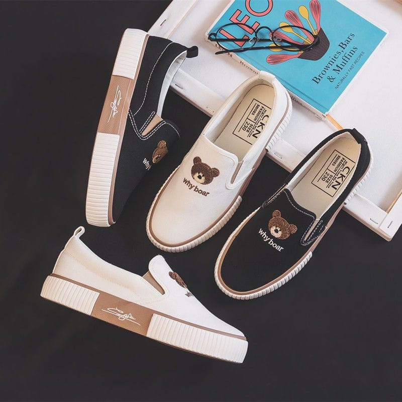 Sepatu Slip On Korea Motif Why Bear Sudah Pakai Dus Bisa COD