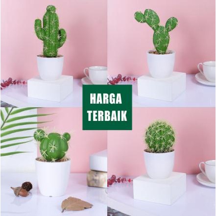 AMEGA Besar bunga hias tanaman kaktus tanaman sukulen palsu buatan didalam pot