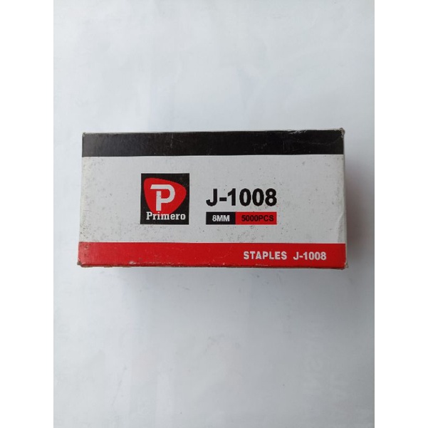 

ISI STAPLES GUN TACKER REFILL STAPLES GUN TIPE J-1008F MERK PRIMERO 8MM ISI 5000