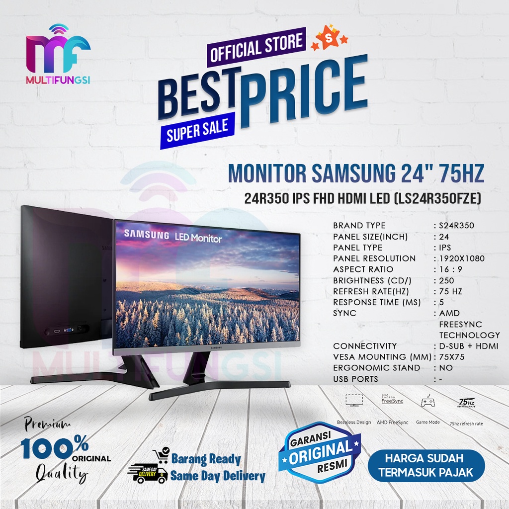 Monitor Samsung 24&quot; 75hz S24R350FZE IPS FHD HDMI LED