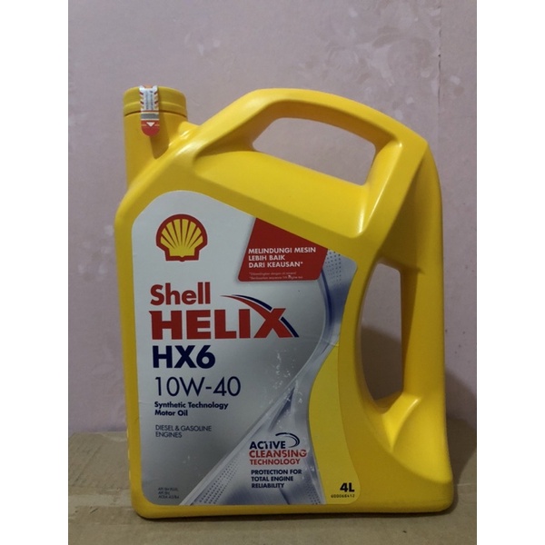 Oli Shell helix hx6 10w40 4 liter ORIGINAL / shell hx6 original /  oli mobil shell hx6 10w 40 origin