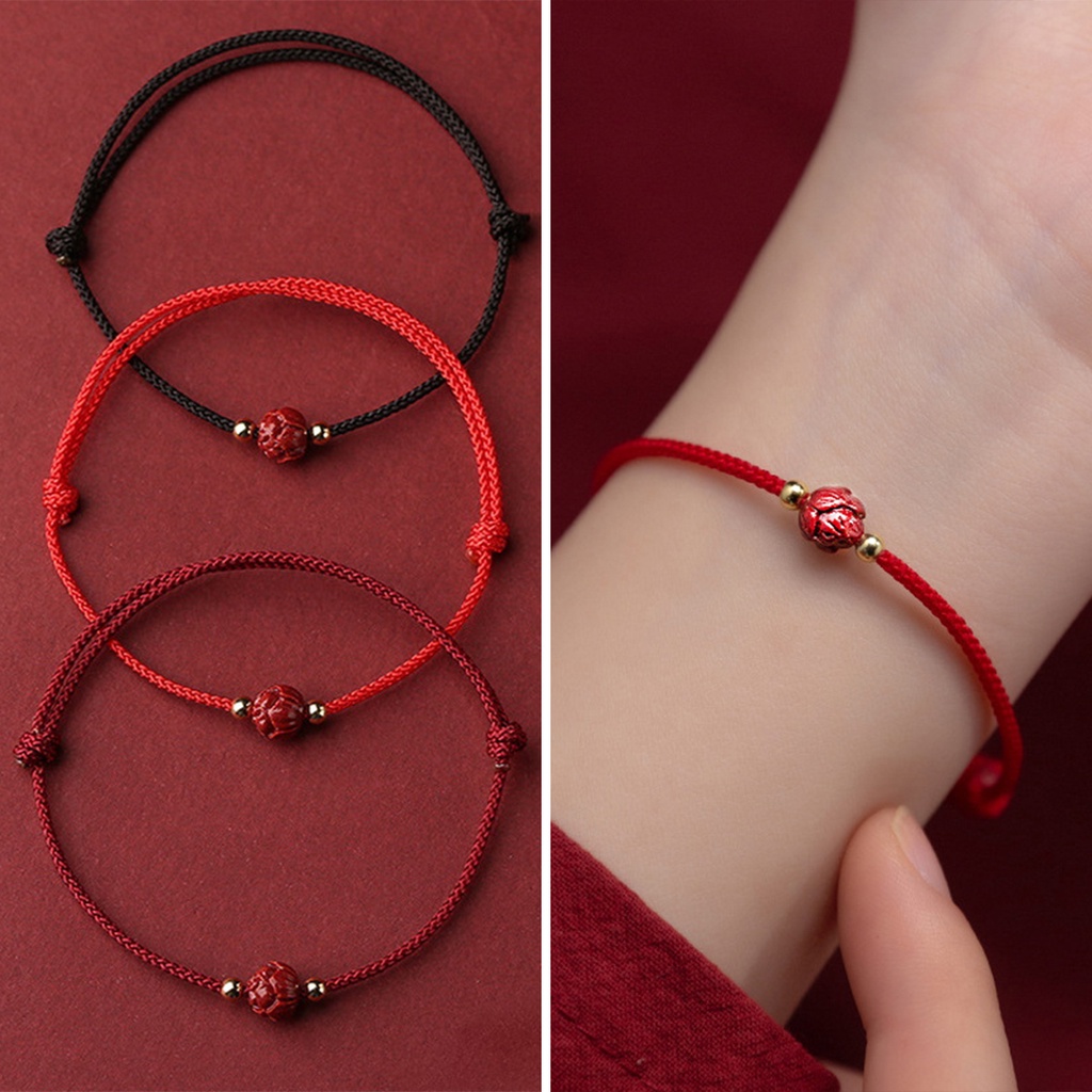 Gelang Tangan Tali Adjustable Motif Bunga Teratai Untuk Pasanganpriawanita