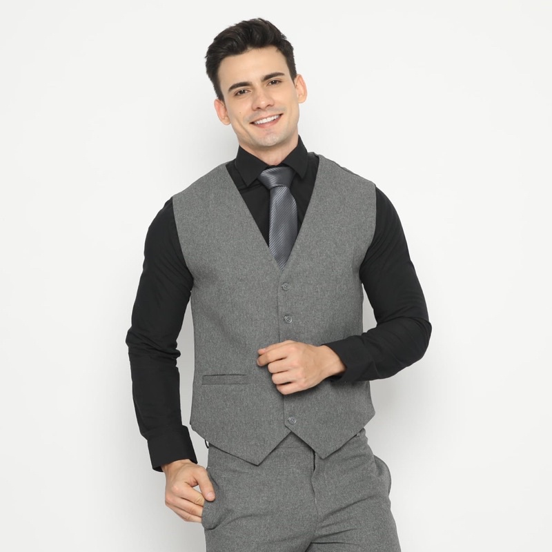 Code Male Rompi Vest Pria Abu Lite WoolTouch Slimfit