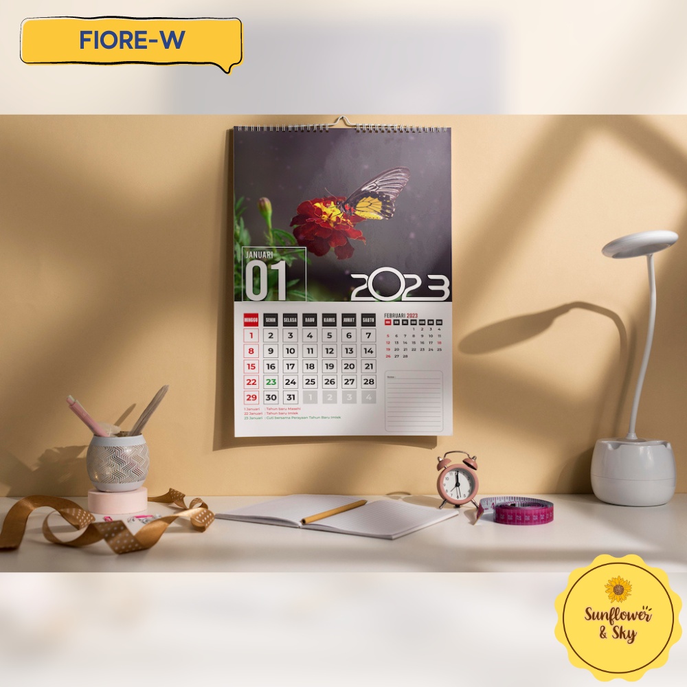 

FIORE Kalender Dinding 2023 Tema Bunga Wall Calendar Kalender 2023