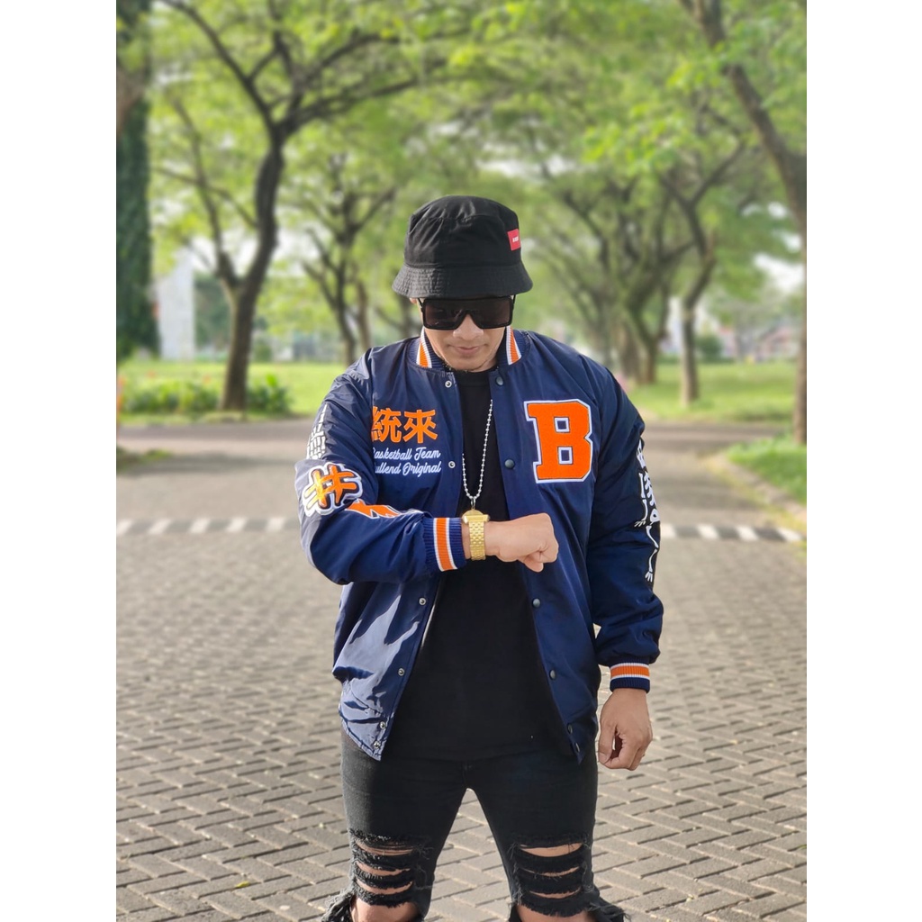SKULLEND Varsity Jacket Bomber Baseball Pria Wanita Full Bordir Towel