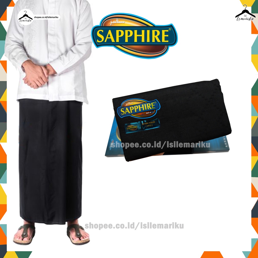 Sarung Sapphire Hitam Polos (HP) Sarung Tenun Laki Uk. Dewasa