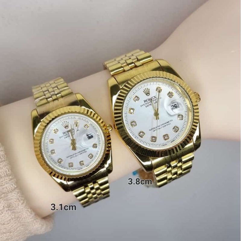 JAM TANGAN ROLEX COUPLE PERMATA TALI RANTAI PREMIUM