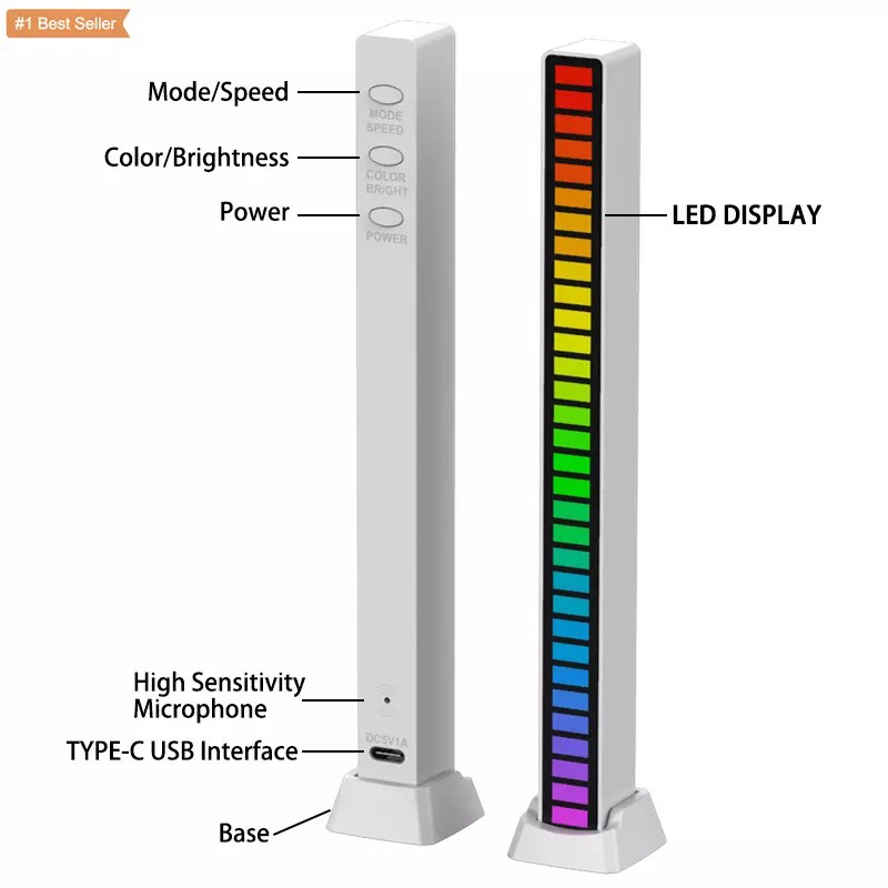 Lampu LED RGB Bar Strip Spectrum Audio Indicator Music Sound Control Lamp Music Atmosphere Light AH060 - ACS