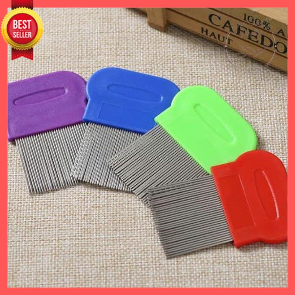 GOS C105 - SISIR SERIT RAMBUT KUTU / SISIR SERIT KETOMBE / SISIR SERIT PENDEK STAINLESS WARNA RANDOM