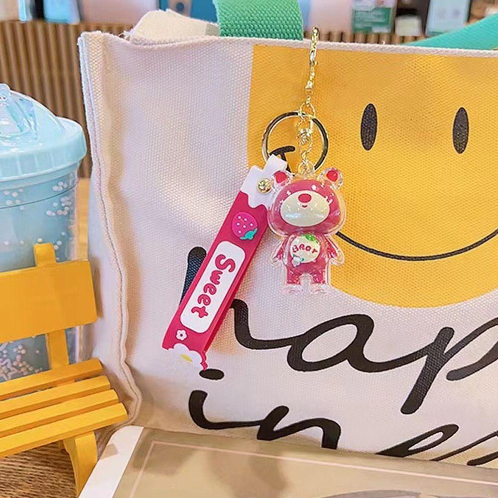 Lanfy Wanita Gantungan Kunci Lucu Kreatif Hadiah Strawberry Bear Pria Dekorasi Key Holder