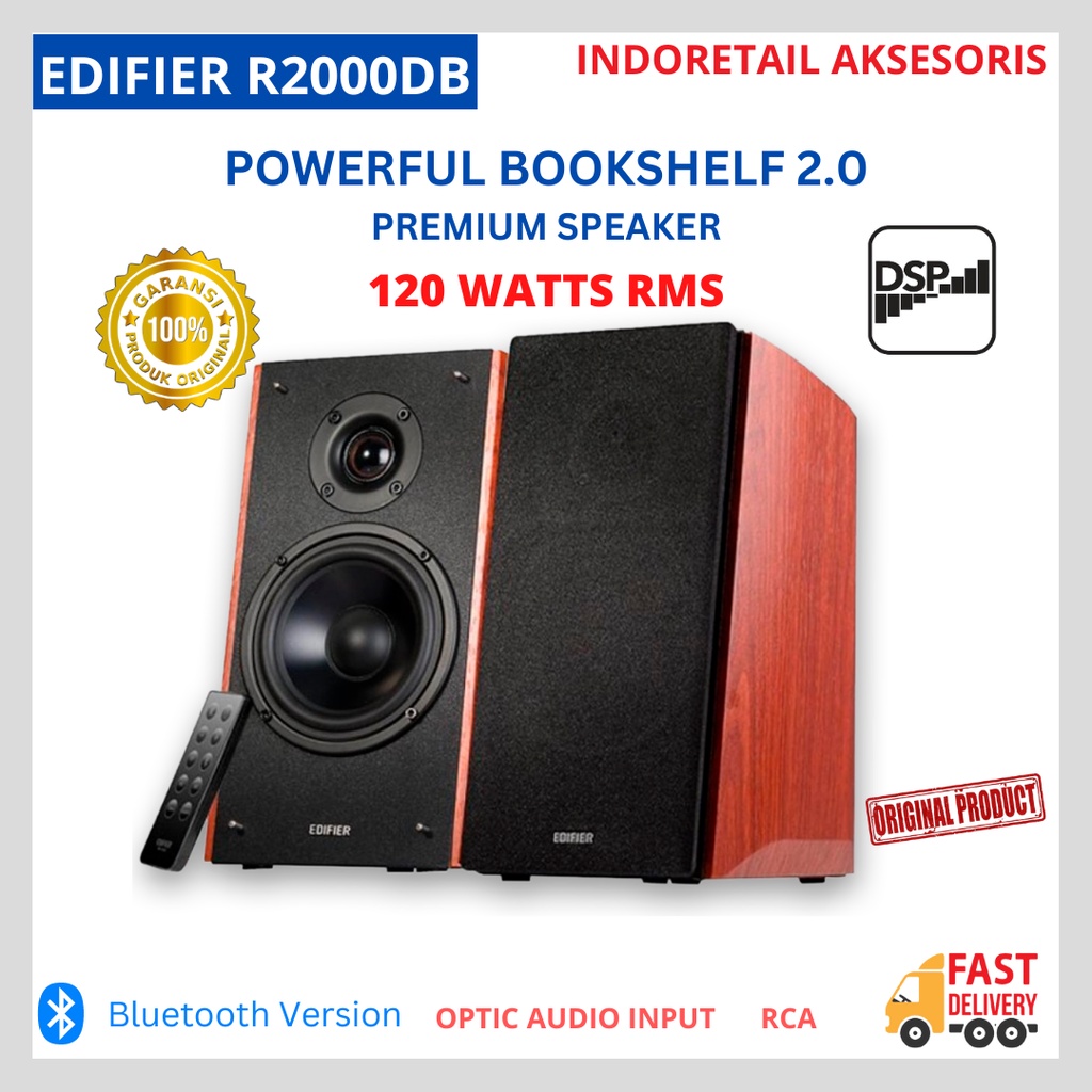 Edifier R2000DB Premium Speaker Aktif Bookshelf 2.0 120 Watts RMS