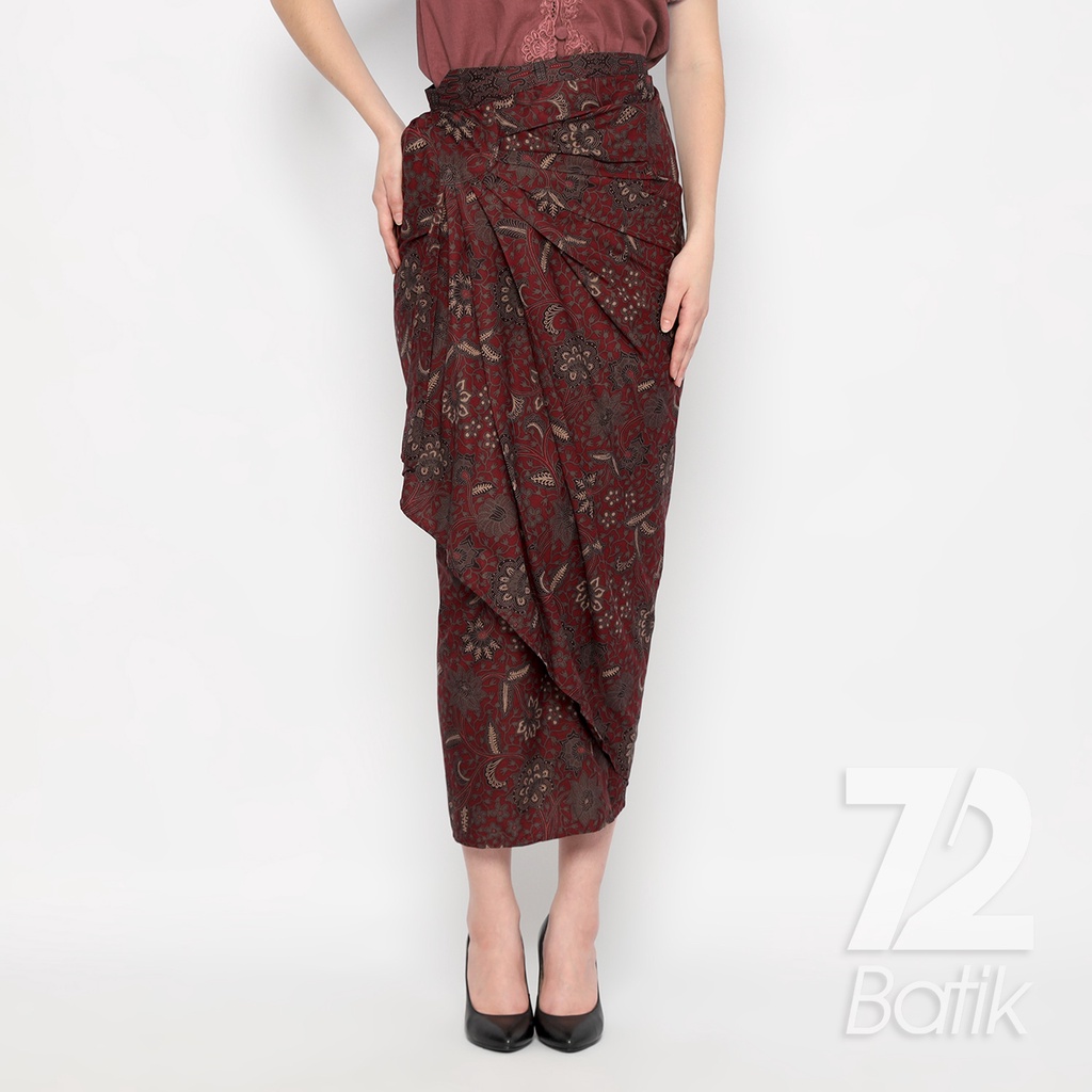 ROK BATIK SPAN Skirt Lilit Kebaya Instan Modern Wanita Motif Kembang Setaman Merah Maroon 723142 Cap 72 - Rok Batik Lilit Bawahan Skirt Kamen Kebaya Songket Batik Panjang Plisket Span Instan Jadi Bali Lembaran Premium Modern Untuk Wanita Kondangan