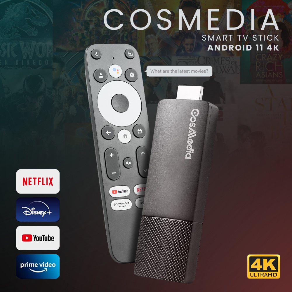 CosMedia Smart TV Stick Set Top Box Android 11 4K GTV Stick - Meta-C1 - Black