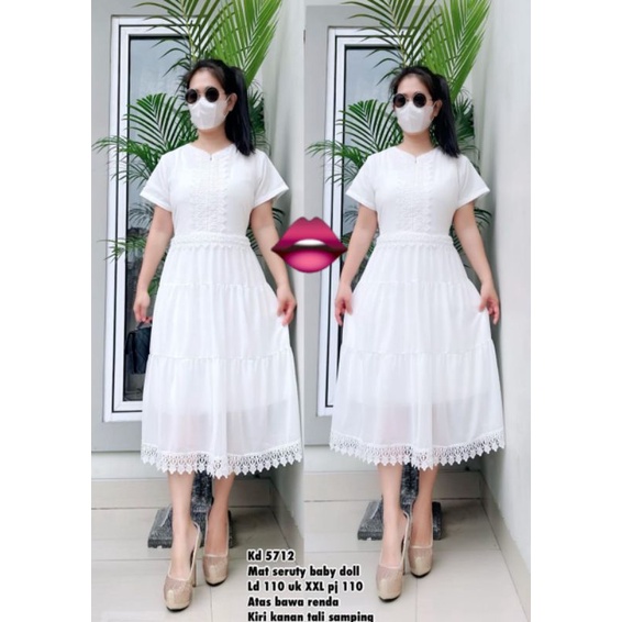 5717 dres putih dress putih edisi Natal putih dress Natal putih