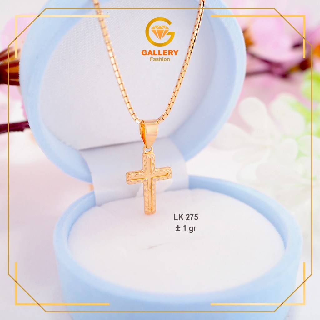 LIONTIN KALUNG EMAS ASLI KADAR 300/6KARAT (6K) DAN 375/8KARAT (8K) KODE LK 275 LIONTIN KALUNG SALIB 