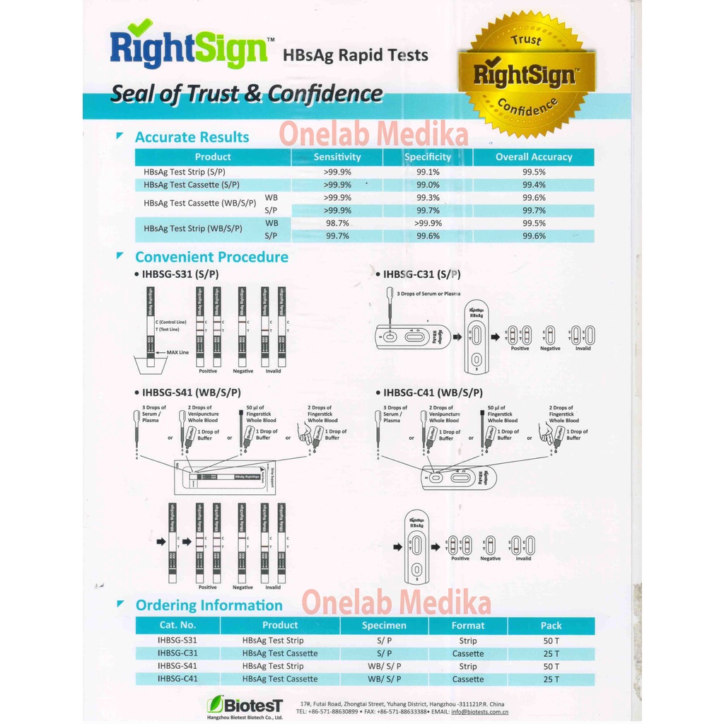 Test Cepat HIV 1/2/0 Triline RightSign Murah Jakarta bandung bogor palembang maluku lampung aceh ria