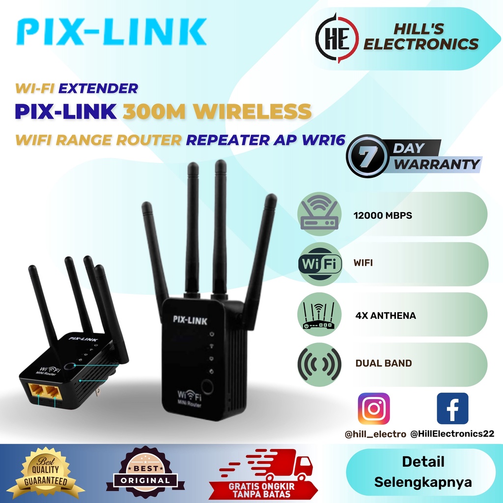 PIX-LINK Mini Router 300M Wireless Wifi Range Extender Router Repeater AP LV-WR09