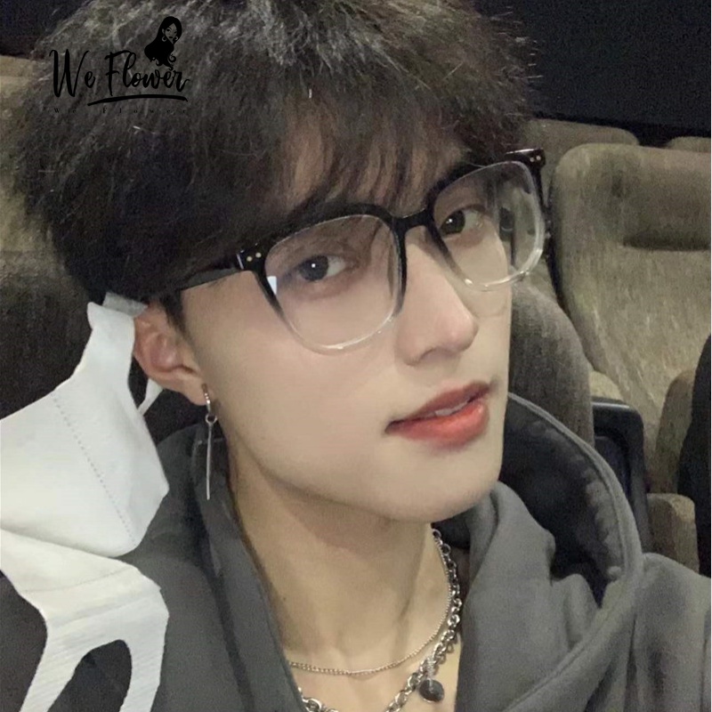 We Flower Kacamata TR90 Lensa Bening Gradasi Hitam Bingkai Persegi Gaya Korea Untuk Pria Dan Wanita
