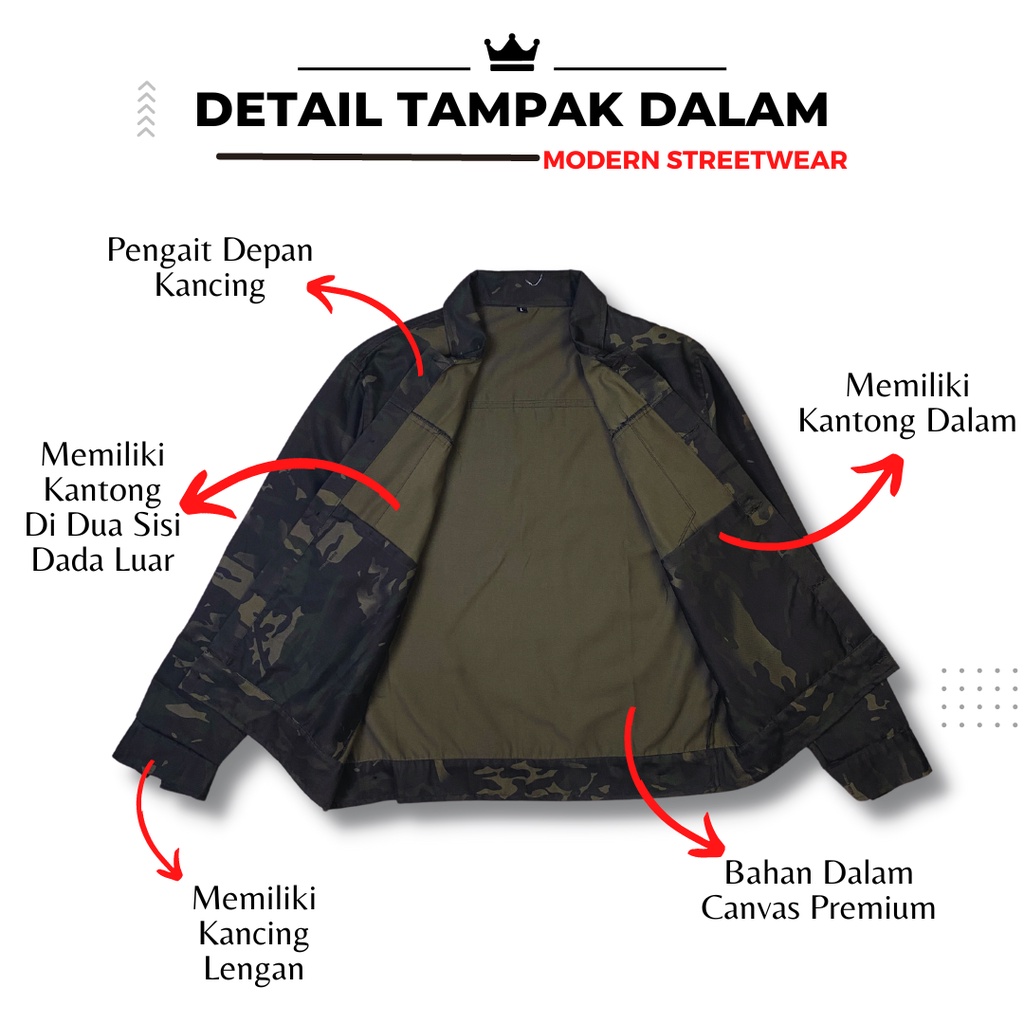 Jaket Parka Camo Pria Jacket Loreng Hitam Casual Canvas Adem Premium BGSR