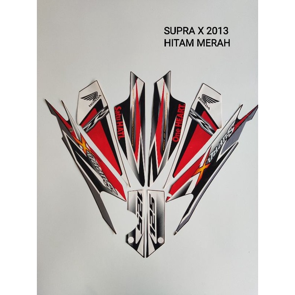 STRIPING ORI HONDA SUPRA X 125 ONE HEART TH 2013/Hitam Merah