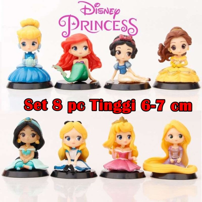 ACTION FIGURE QPOSKET PRINCESS DISNEY CHIBI/TOPPER QPOSKET SET 8 PCS