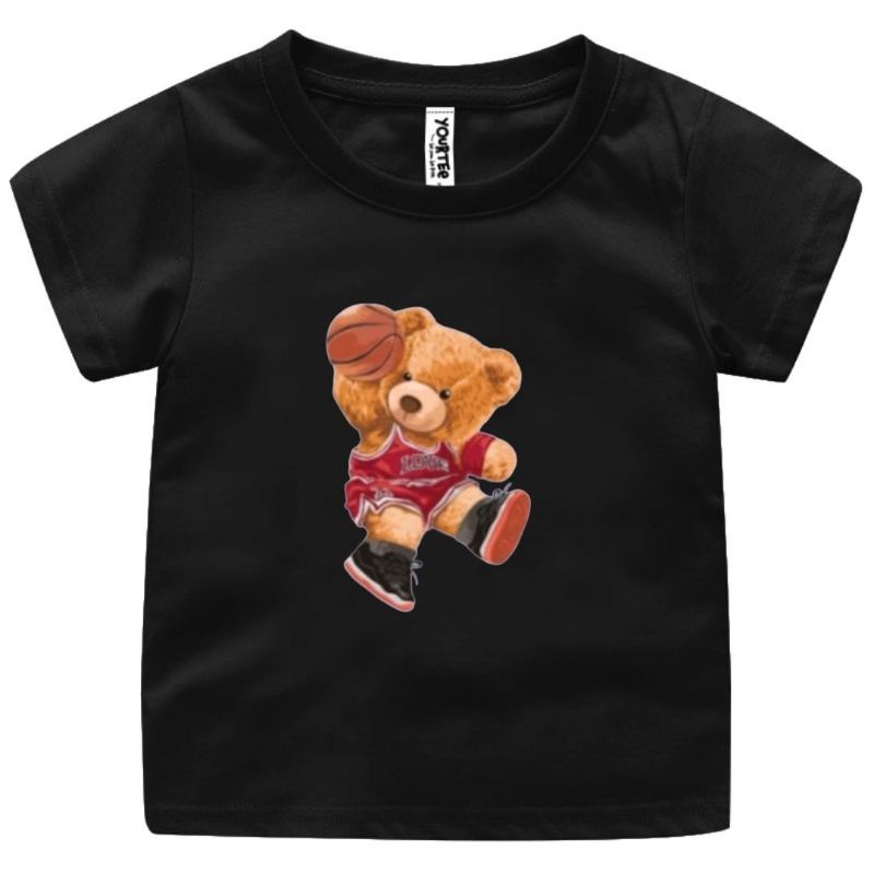 BAJU KAOS ANAK TEDDY BEAR BASKET CEWEK/COWOK 1-122 TAHUN UKURAN S,M,L,XL,XXL,XXXL