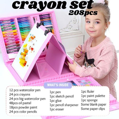 

Crayon Anak Pengasah 208pcs Set Alat Menggambar Melukis Anak-anak Crayon Cat Air Pensil SR88