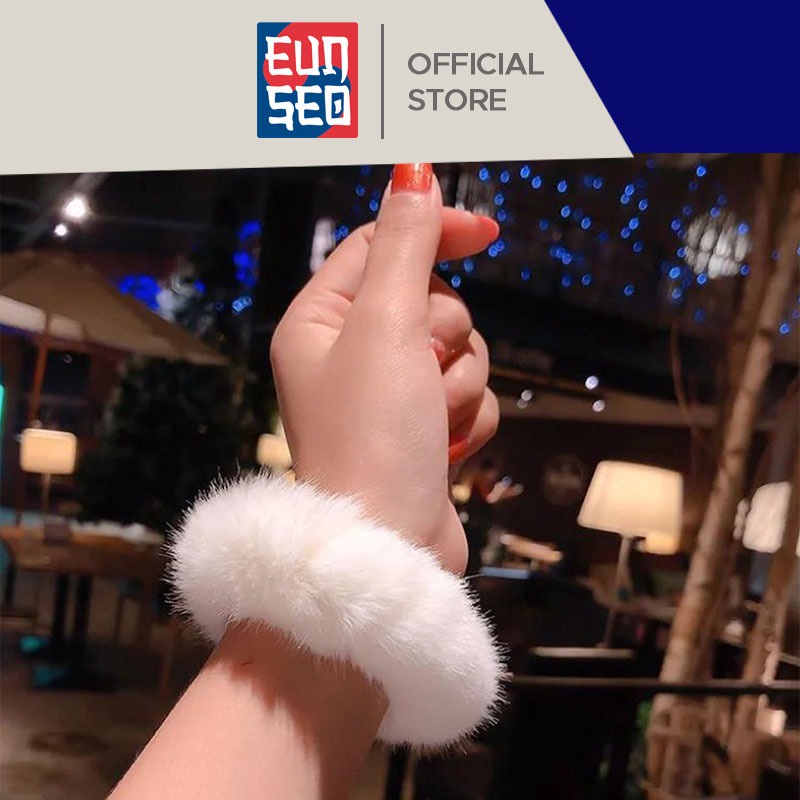 EUNSEO Ikat Rambut Scrunchie Wanita Pompom Ponytail Donat Fashion Korea Kuncir Rambut Premium