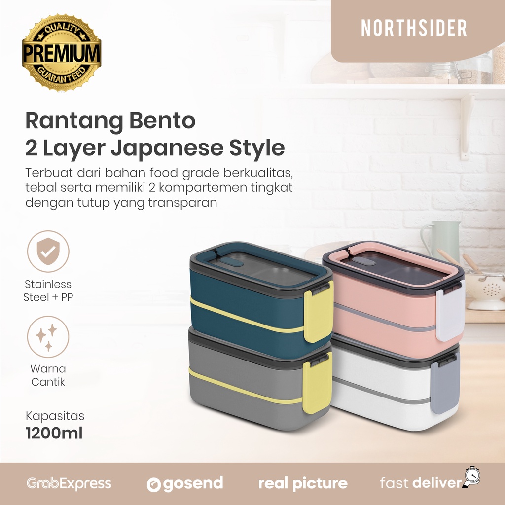 RANTANG BENTO 2 LAYER ANTI TUMPAH | LUNCH BOX JAPANESE STYLE KH1-2018