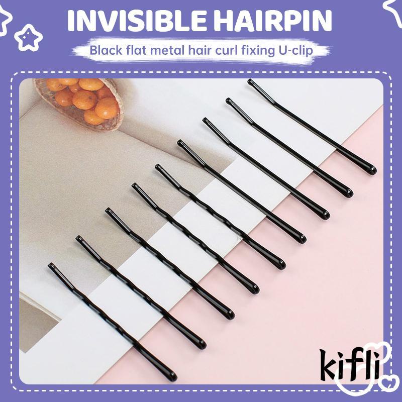 【kifli】Jepit Rambut Bobby Pins Bentuk Gelombang Datar Warna Hitam Untuk Anak Perempuan