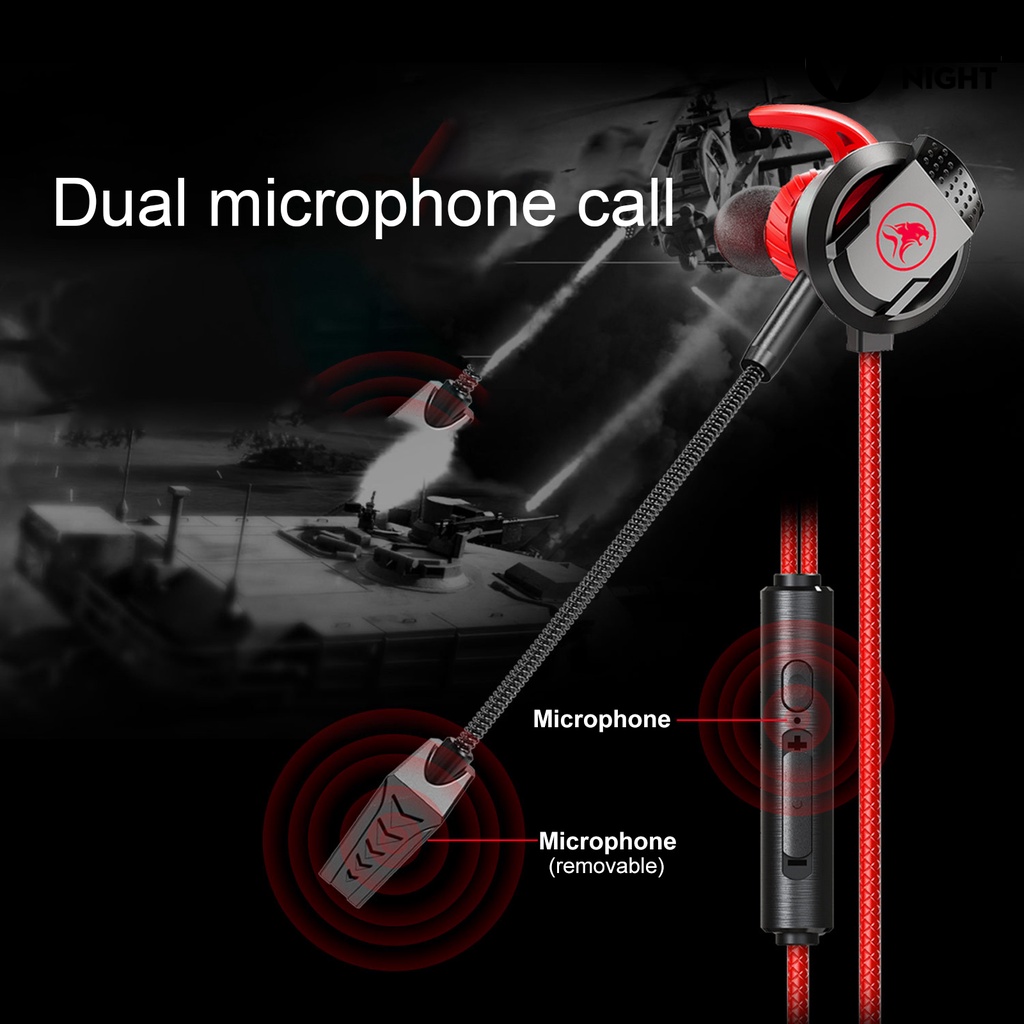 (VNEP) (Berkabel) RX3 Earphone Dinamis Sensitif Dual MIC 3.5mm HiFi In-ear Earbud untuk Menelepon